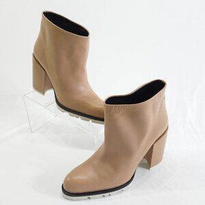 JIL Sander Tan Leather Block High Heel Bootie Size 39 EU 8.5 US Made in Italy